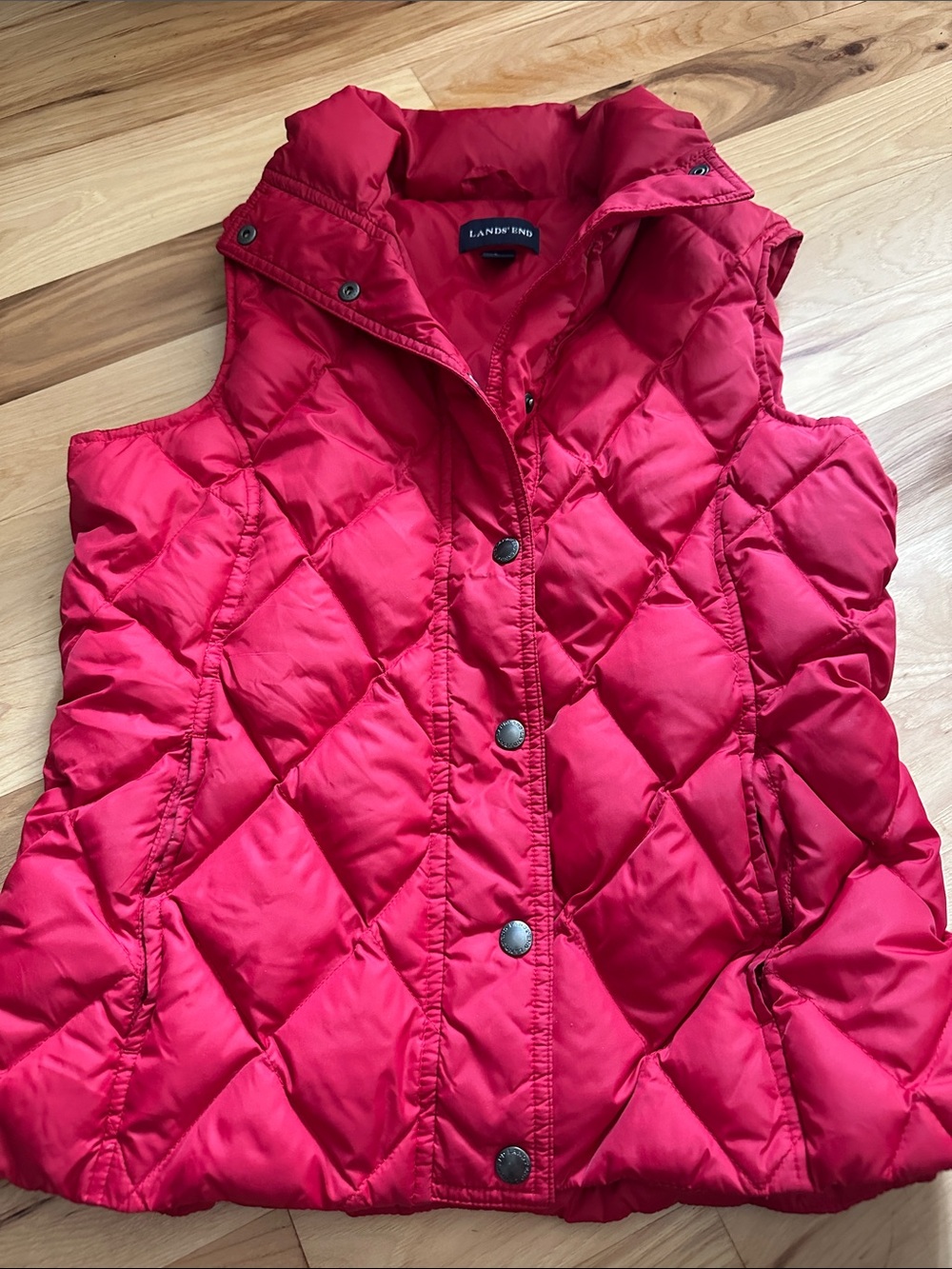 Lands' End Bright Red Down Sleeveless Puffer Vest